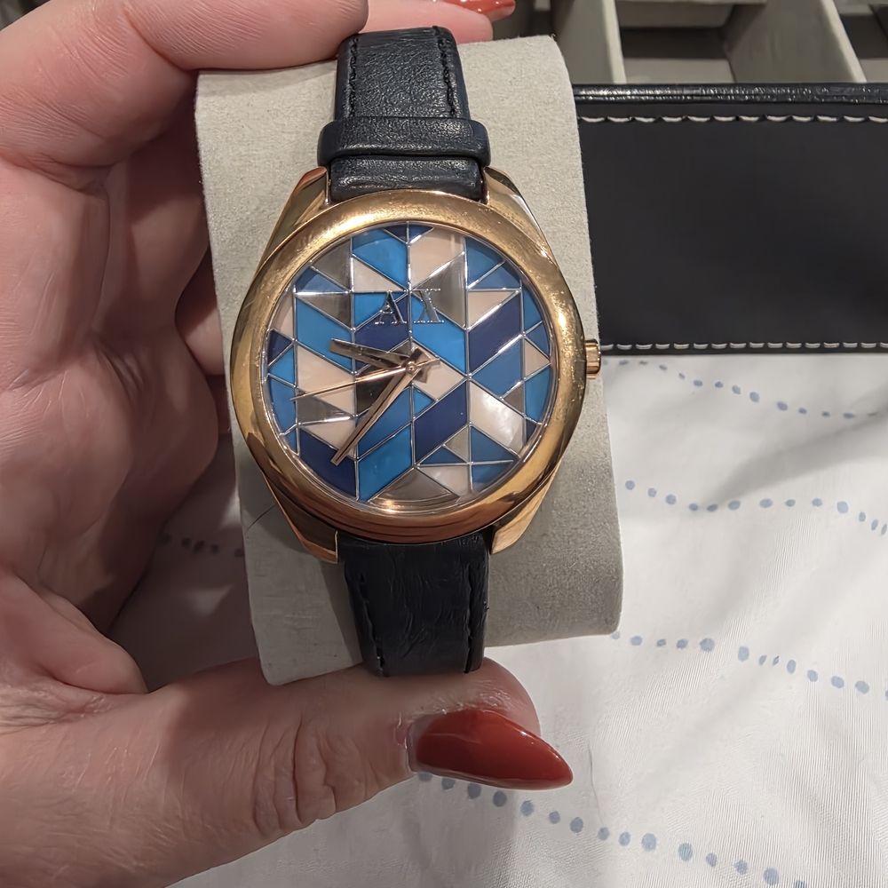 Armani Exchange Gold and Blue  Watch
